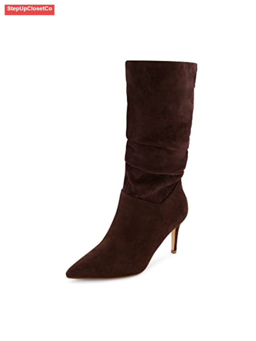 Vegan Suede Mid-Calf Scrunch Boot with Pointed Toe & Memory Foam | Women's